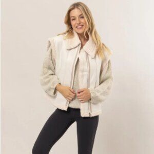 Sherpa Lined Suede Zip Up Fleece Collar Casual Vest